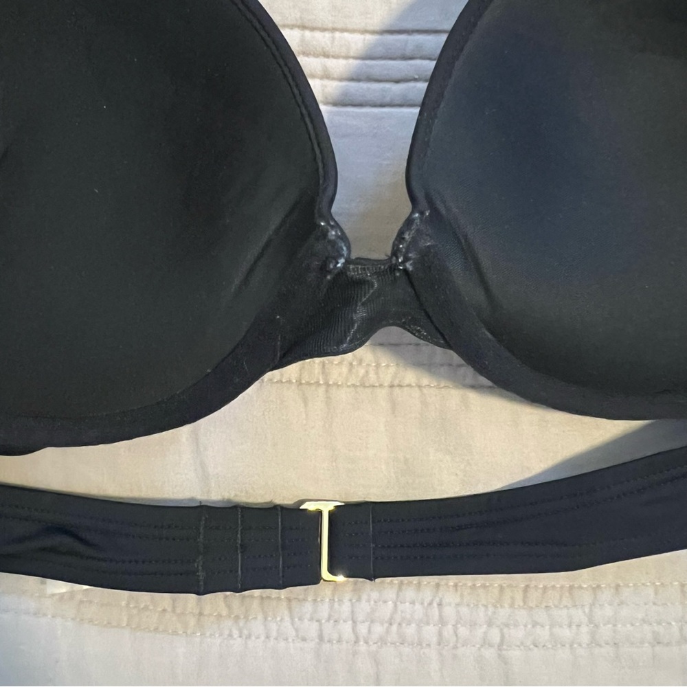 Victoria's Secret Black Halter Bikini Top Push Up 36B - Picture 4 of 7